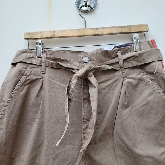 Sundry Relaxed Fit High Waisted Straight Leg Trousers Tan Orange Strip Size 31" - Picture 4 of 11